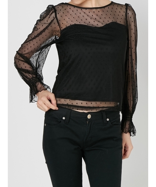 dazzlin（ダズリン）の「ドットチュールブラウス（シャツ/ブラウス・レディース・オフホワイト/ブラック・FREE）」の12枚目の写真