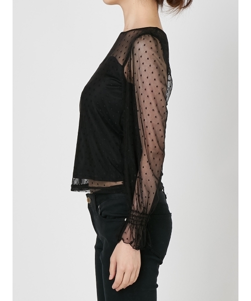 dazzlin（ダズリン）の「ドットチュールブラウス（シャツ/ブラウス・レディース・オフホワイト/ブラック・FREE）」の5枚目の写真
