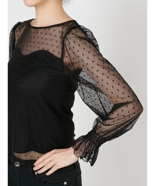 dazzlin（ダズリン）の「ドットチュールブラウス（シャツ/ブラウス・レディース・オフホワイト/ブラック・FREE）」の16枚目の写真