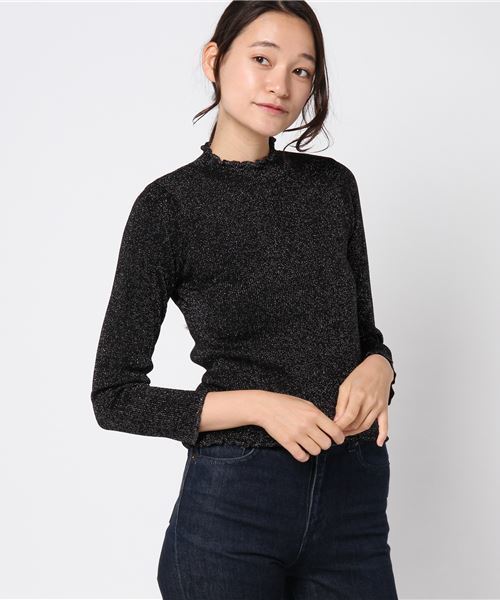 WEGO（ウィゴー）の「WEGO/フリルネックラメニット（ニット/セーター・レディース・パープル/ライトグレー/ブラック/ライトピンク/オフホワイト/ターコイズブルー・FREE）」の16枚目の写真