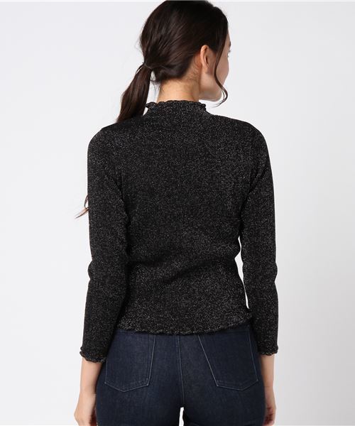 WEGO（ウィゴー）の「WEGO/フリルネックラメニット（ニット/セーター・レディース・パープル/ライトグレー/ブラック/ライトピンク/オフホワイト/ターコイズブルー・FREE）」の10枚目の写真