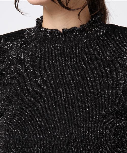 WEGO（ウィゴー）の「WEGO/フリルネックラメニット（ニット/セーター・レディース・パープル/ライトグレー/ブラック/ライトピンク/オフホワイト/ターコイズブルー・FREE）」の8枚目の写真