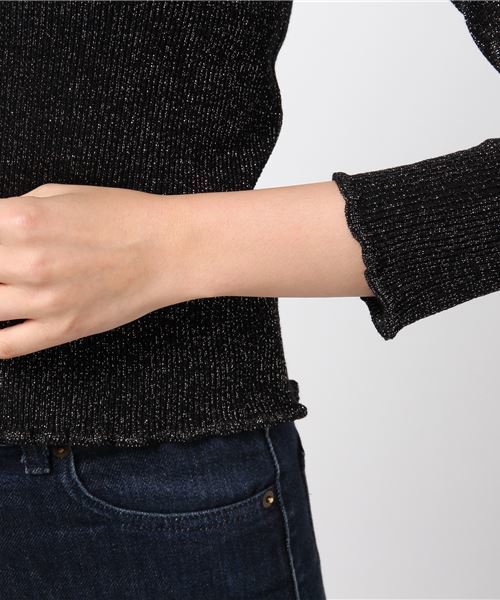 WEGO（ウィゴー）の「WEGO/フリルネックラメニット（ニット/セーター・レディース・パープル/ライトグレー/ブラック/ライトピンク/オフホワイト/ターコイズブルー・FREE）」の11枚目の写真