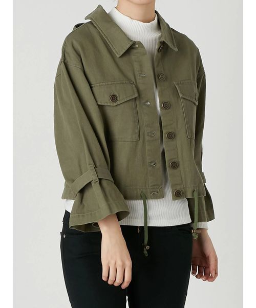 dazzlin（ダズリン）の「バックシャンワークジャケット（ミリタリージャケット・レディース・カーキ/インディゴブルー/ベージュ・FREE）」の13枚目の写真