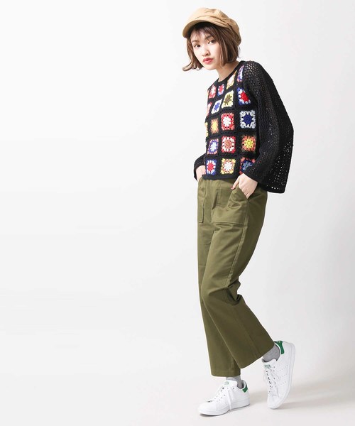 WEGO（ウィゴー）の「WEGO/マルチカラークロシェニット（ニット/セーター・レディース・ブラック・FREE）」の2枚目の写真