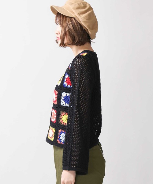 WEGO（ウィゴー）の「WEGO/マルチカラークロシェニット（ニット/セーター・レディース・ブラック・FREE）」の5枚目の写真