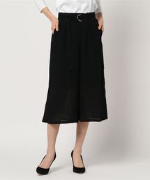 見た目も着心地も涼しく！共地ベルト付楊柳スカンツ/ワイドパンツ/レディースボトムス[M2141]神戸レタス