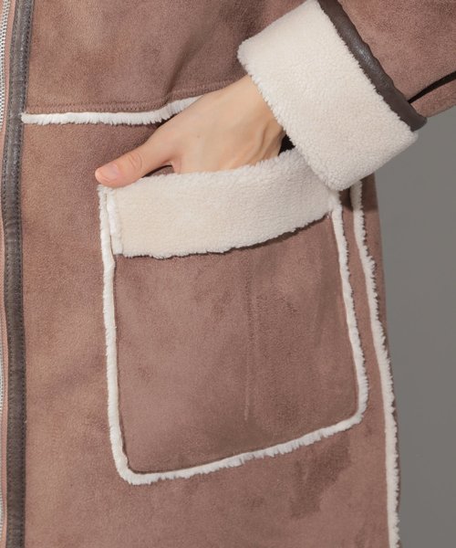 PAGEBOY（ページボーイ）の「ボアフェイクムートンリバーシブルコート（ムートンコート・レディース・ライトブラウン/グレイッシュベージュ・SMALL/MEDIUM）」の20枚目の写真