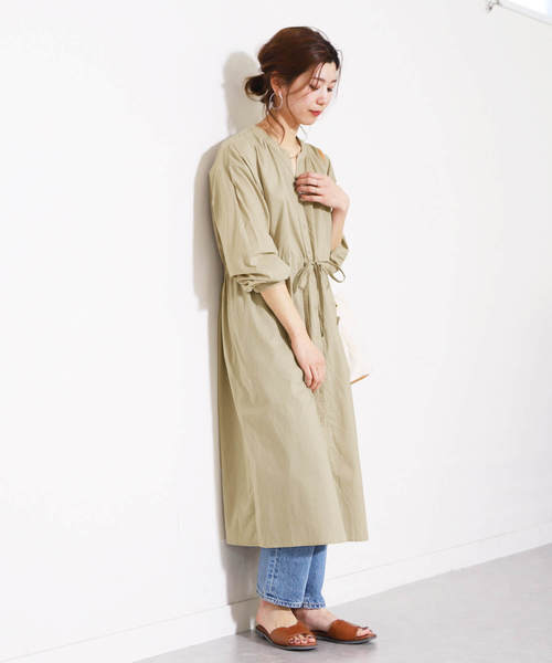 reca（レカ）の「ガウンシャツワンピース（シャツワンピース・レディース・ベージュ/ネイビー/アイボリー/カーキ/イエロー系その他・M）」の3枚目の写真