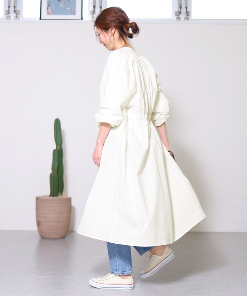 reca（レカ）の「ガウンシャツワンピース（シャツワンピース・レディース・ベージュ/ネイビー/アイボリー/カーキ/イエロー系その他・M）」の2枚目の写真