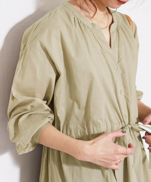 reca（レカ）の「ガウンシャツワンピース（シャツワンピース・レディース・ベージュ/ネイビー/アイボリー/カーキ/イエロー系その他・M）」の11枚目の写真