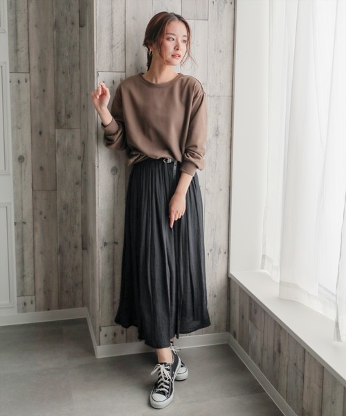 clear(クリア)の「スラブギャザーロングスカート(スカート・レディース・ベージュ/パープル/ネイビー/ピンク/グリーン/ブラック/オリーブ/ワインレッド・F)」の18枚目の写真