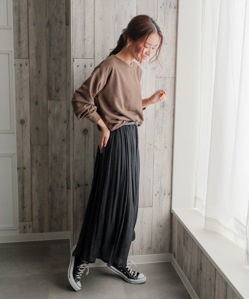 clear(クリア)の「スラブギャザーロングスカート(スカート・レディース・ベージュ/パープル/ネイビー/ピンク/グリーン/ブラック/オリーブ/ワインレッド・F)」の19枚目の写真