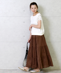 CHARM BERRY TIC | コットンで涼し気なティアードロングスカート♪(スカート)