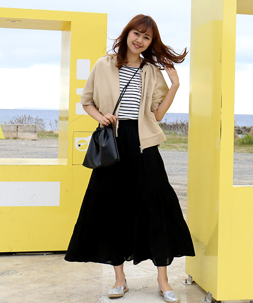 CHARM BERRY TIC（チャームベリーチック）の「コットン　ティアードロングスカート（スカート・レディース・テラコッタ/ブラウン/ブラック/ベージュ/ホワイト・LL/M/L）」の21枚目の写真