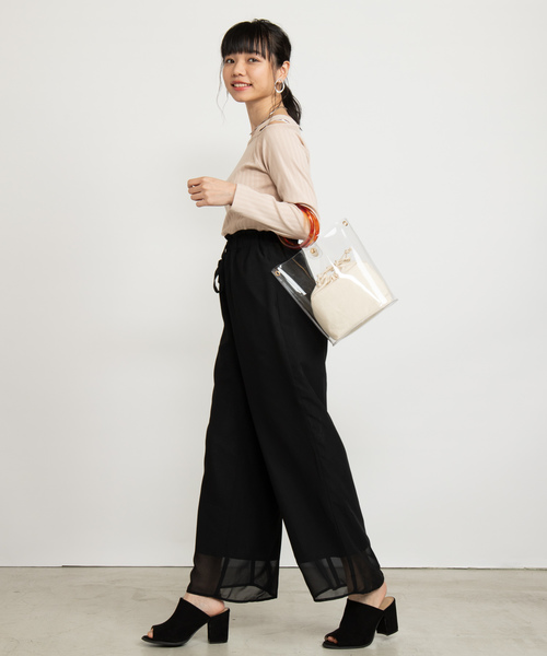 WEGO（ウィゴー）の「WEGO/シアーパターンワイドパンツ（スラックス・レディース・ドット/ダークオレンジ/ブラック・FREE）」の13枚目の写真