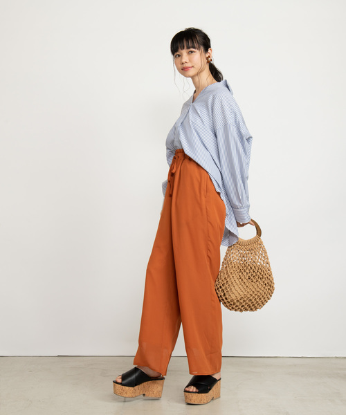 WEGO（ウィゴー）の「WEGO/シアーパターンワイドパンツ（スラックス・レディース・ドット/ダークオレンジ/ブラック・FREE）」の9枚目の写真