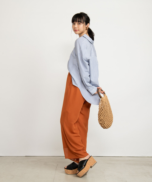 WEGO（ウィゴー）の「WEGO/シアーパターンワイドパンツ（スラックス・レディース・ドット/ダークオレンジ/ブラック・FREE）」の15枚目の写真