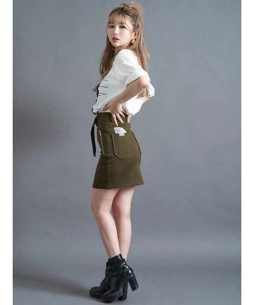 Darich（ダーリッチ）の「バックグラフィックSK（スカート・レディース・カーキ/ブラック・S/M）」の10枚目の写真