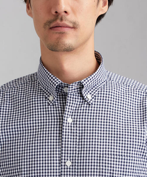 green label relaxing（グリーンレーベルリラクシング）の「NM C/C ストレッチ ギンガム ボタンダウンシャツ＜機能性 / 抗菌・ストレッチ＞＃（シャツ/ブラウス・メンズ・ダークブラウン/ネイビー・X-SMALL/SMALL/MEDIUM/LARGE/X-LARGE）」の8枚目の写真