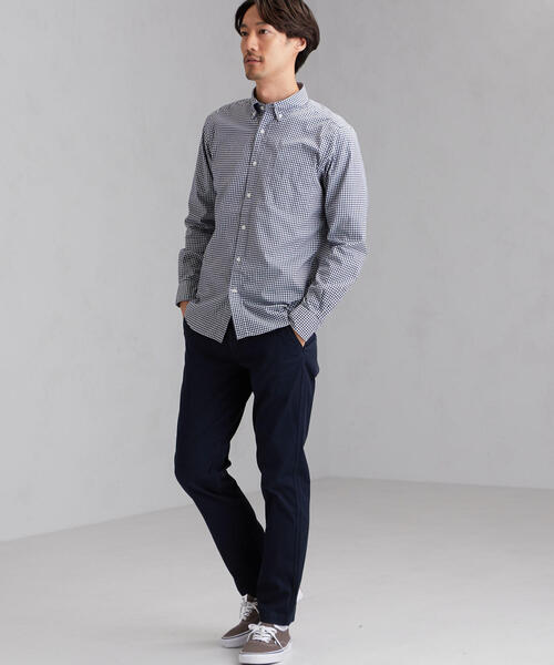 green label relaxing（グリーンレーベルリラクシング）の「NM C/C ストレッチ ギンガム ボタンダウンシャツ＜機能性 / 抗菌・ストレッチ＞＃（シャツ/ブラウス・メンズ・ダークブラウン/ネイビー・X-SMALL/SMALL/MEDIUM/LARGE/X-LARGE）」の4枚目の写真