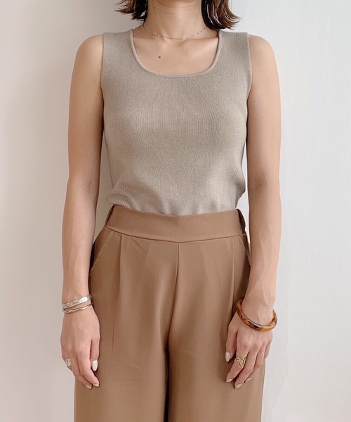 CLEA（クレア）の「デイリー スクエアネック ニットタンク（タンクトップ・レディース・アイボリー/ベージュ/ブラック/サックスブルー/ブラウン/ホワイト・FREE）」の11枚目の写真