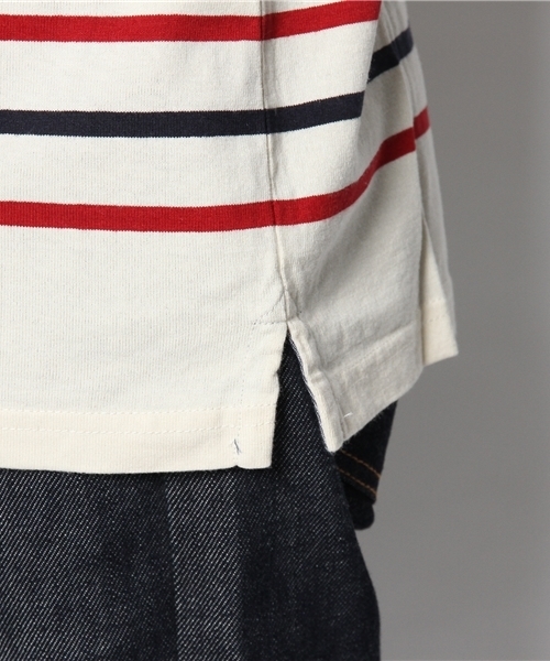 WEGO（ウィゴー）の「WEGO/パネルボーダー7分袖Tシャツ（Tシャツ/カットソー・メンズ・ホワイト/杢グレー/ネイビー/トリコロール・MEDIUM/LARGE）」の10枚目の写真