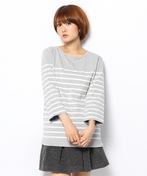 WEGO（ウィゴー）の「WEGO/パネルボーダー7分袖Tシャツ（Tシャツ/カットソー・メンズ・ホワイト/杢グレー/ネイビー/トリコロール・MEDIUM/LARGE）」の5枚目の写真