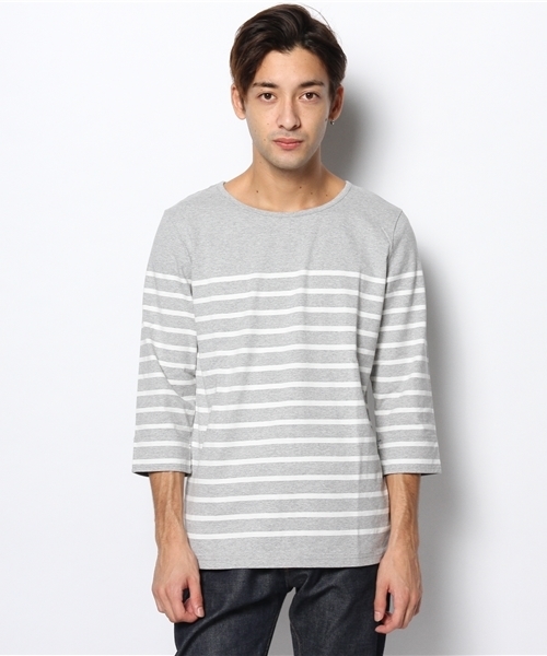 WEGO（ウィゴー）の「WEGO/パネルボーダー7分袖Tシャツ（Tシャツ/カットソー・メンズ・ホワイト/杢グレー/ネイビー/トリコロール・MEDIUM/LARGE）」の13枚目の写真