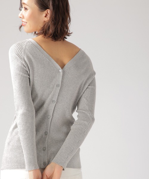 BAYFLOW（ベイフロー）の「シルクMIXリブカーディガン（カーディガン/ボレロ・レディース・グレー/チャコールグレー/ベージュ/イエロー・SMALL/MEDIUM）」の21枚目の写真