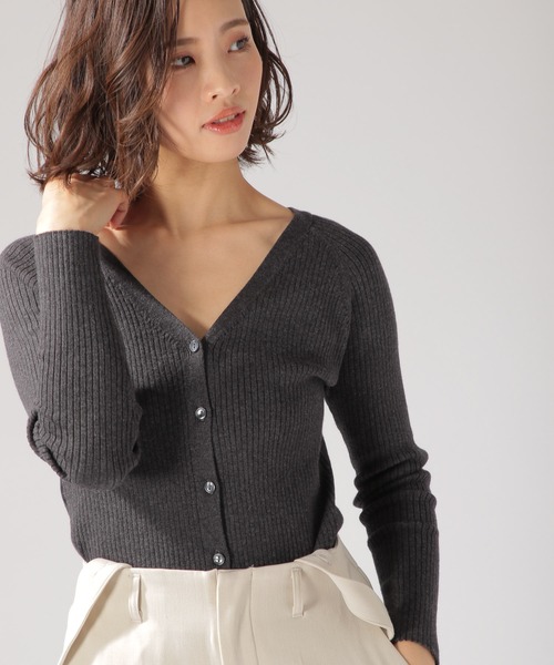 BAYFLOW（ベイフロー）の「シルクMIXリブカーディガン（カーディガン/ボレロ・レディース・グレー/チャコールグレー/ベージュ/イエロー・SMALL/MEDIUM）」の22枚目の写真