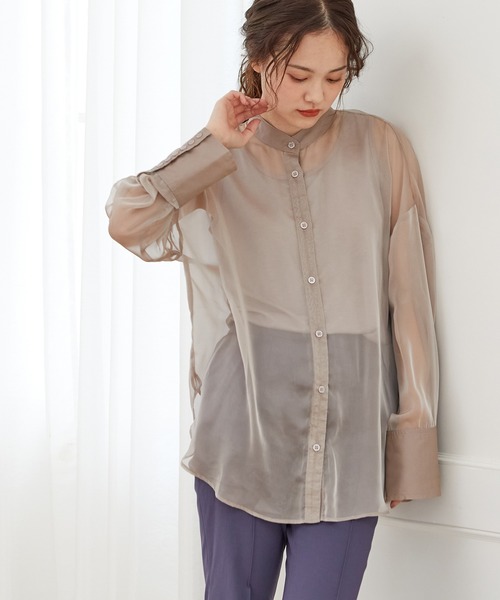 Vis ビス の Web限定 Set タンクトップ付きシアーバンドカラーシャツ シャツ ブラウス Wear