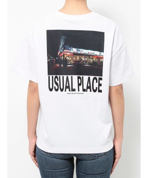 GYDA（ジェイダ）の「USUAL PLACE PHOTO スリットTシャツ（Tシャツ/カットソー・レディース・ベージュ/ブラック/オフホワイト・FREE）」の17枚目の写真