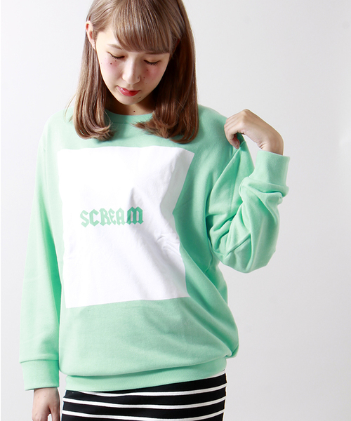 WEGO(ウィゴー)の「WEGO/ボックスロゴBIGスウェット(スウェット・レディース・オフホワイト/ブラック/グリーン系その他/ライトパープル・FREE)」の3枚目の写真