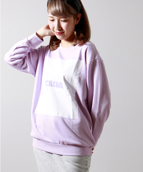 WEGO(ウィゴー)の「WEGO/ボックスロゴBIGスウェット(スウェット・レディース・オフホワイト/ブラック/グリーン系その他/ライトパープル・FREE)」の4枚目の写真