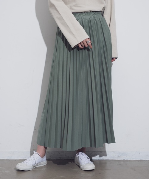 Aunt Marie's（アントマリーズ）の「AUNT MARIE'S ストレッチプリーツロングスカート（スカート・レディース・ブラック/ベージュ/ブルー/グリーン/モカ・FREE）」の6枚目の写真