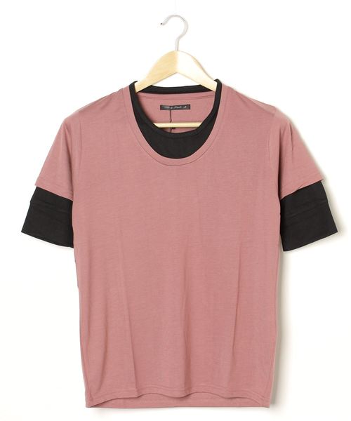 INNOCENT(イノセント)の「5分袖フェイクカットソー(Tシャツ/カットソー・レディース・ホワイト/チャコールグレー/ブラック/ネイビー/キャメル/スモークピンク・MEDIUM/LARGE/X-LARGE)」の1枚目の写真