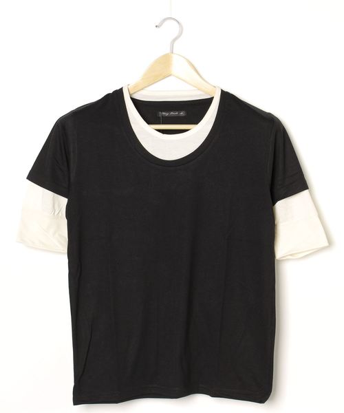 INNOCENT(イノセント)の「5分袖フェイクカットソー(Tシャツ/カットソー・レディース・ホワイト/チャコールグレー/ブラック/ネイビー/キャメル/スモークピンク・MEDIUM/LARGE/X-LARGE)」の3枚目の写真