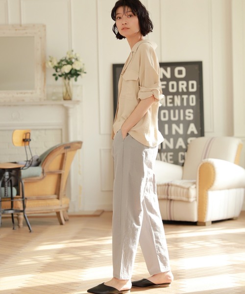 LAKOLE（ラコレ）の「オープンカラーシャツ / LAKOLE（シャツ/ブラウス・レディース・ベージュ/オリーブ/オレンジ・SMALL/MEDIUM）」の4枚目の写真