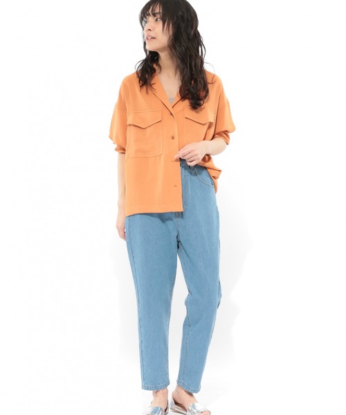 LAKOLE（ラコレ）の「オープンカラーシャツ / LAKOLE（シャツ/ブラウス・レディース・ベージュ/オリーブ/オレンジ・SMALL/MEDIUM）」の6枚目の写真