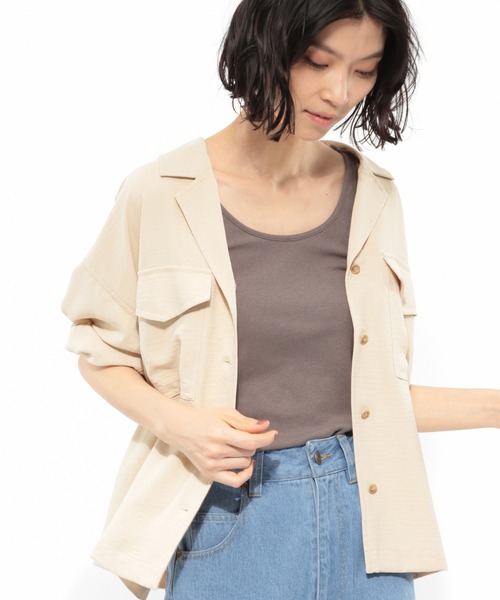 LAKOLE（ラコレ）の「オープンカラーシャツ / LAKOLE（シャツ/ブラウス・レディース・ベージュ/オリーブ/オレンジ・SMALL/MEDIUM）」の9枚目の写真