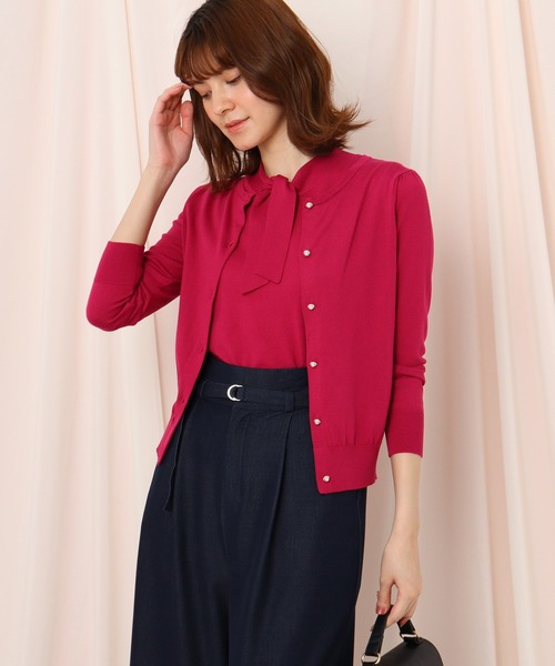 Couture Brooch クチュールブローチ の Web限定サイズ Ll あり Uvカット 洗える フェイクパールボタンニットカーディガン カーディガン ボレロ Wear