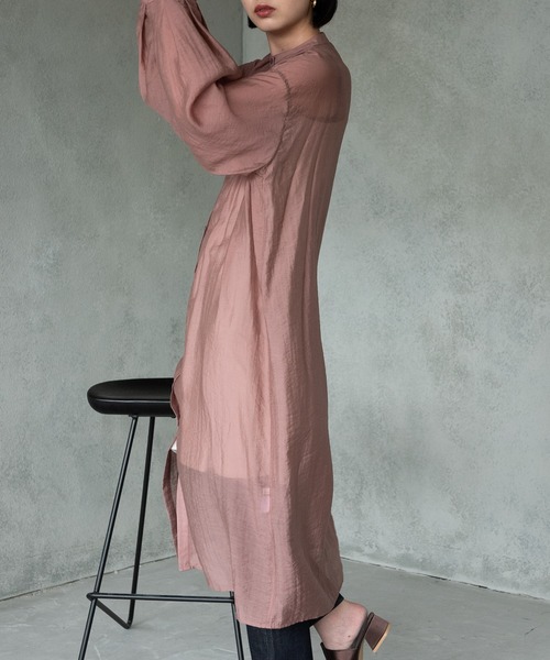 Aunt Marie's（アントマリーズ）の「バルーンスリーブシャツワンピース / AUNT MARIE'S（ワンピース・レディース・ライトグレー/ブラック/モカ・FREE）」の7枚目の写真