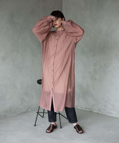 Aunt Marie's（アントマリーズ）の「バルーンスリーブシャツワンピース / AUNT MARIE'S（ワンピース・レディース・ライトグレー/ブラック/モカ・FREE）」の8枚目の写真