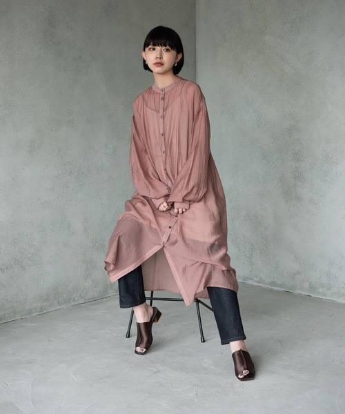 Aunt Marie's（アントマリーズ）の「バルーンスリーブシャツワンピース / AUNT MARIE'S（ワンピース・レディース・ライトグレー/ブラック/モカ・FREE）」の10枚目の写真