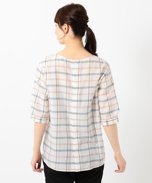J.PRESS Ladies（J.プレス レディス）の「【洗える】キュプラコットンドビーチェック 5分袖ブラウス（シャツ/ブラウス・レディース・オレンジ系4/ブルー系4/グリーン系4・XS）」の17枚目の写真