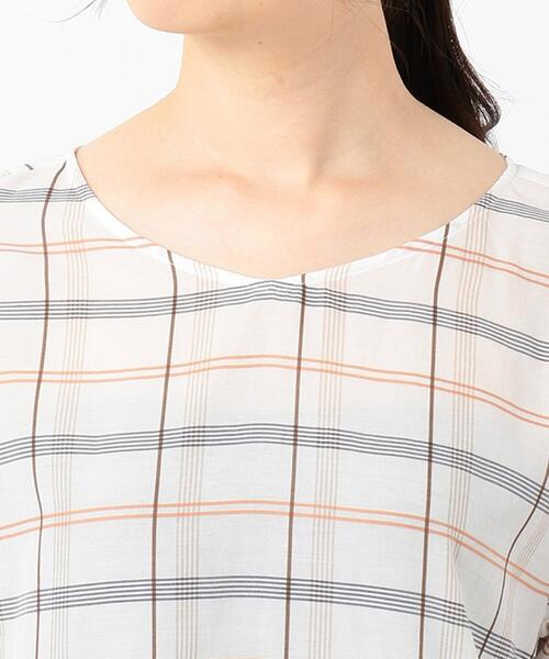 J.PRESS Ladies（J.プレス レディス）の「【洗える】キュプラコットンドビーチェック 5分袖ブラウス（シャツ/ブラウス・レディース・オレンジ系4/ブルー系4/グリーン系4・XS）」の16枚目の写真