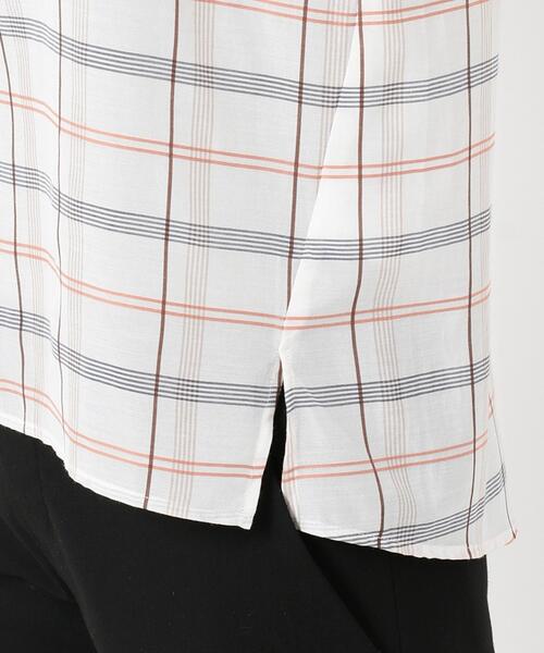 J.PRESS Ladies（J.プレス レディス）の「【洗える】キュプラコットンドビーチェック 5分袖ブラウス（シャツ/ブラウス・レディース・オレンジ系4/ブルー系4/グリーン系4・XS）」の14枚目の写真