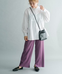 prose verse | ソフトポンチセンタープレスフレアパンツ リラックスパンツ ベルトセット ウエストゴム(その他パンツ)