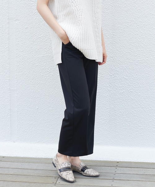 prose verse(プロズヴェール)の「ソフトポンチセンタープレスフレアパンツ リラックスパンツ ベルトセット ウエストゴム(その他パンツ・レディース・パープル/オレンジ/アイボリー/グリーン系その他6/ブラック・フリ-)」の10枚目の写真